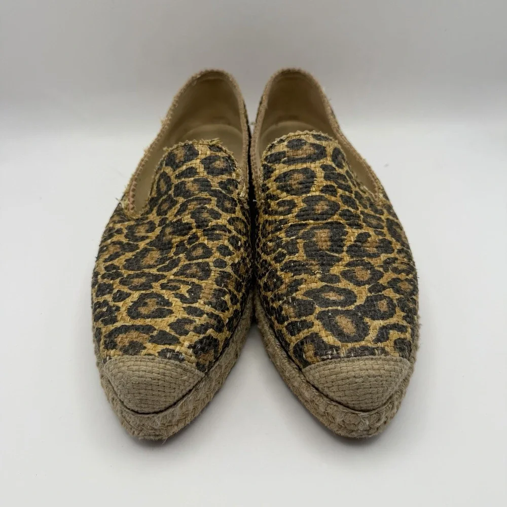 Stuart Weitzman Leopard Espadrille Flats Shoes Women's Size 7.5M